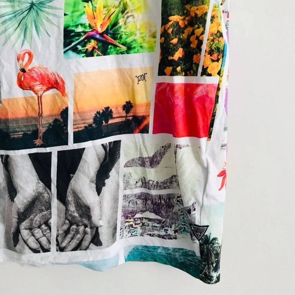 Guess | Short Sleeves Postcard Tee Mens Size M Organic Cotton Crewneck Pullover - Picture 10 of 14